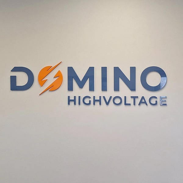 Reception Sign for Domino High Voltage in Edmonton, AB