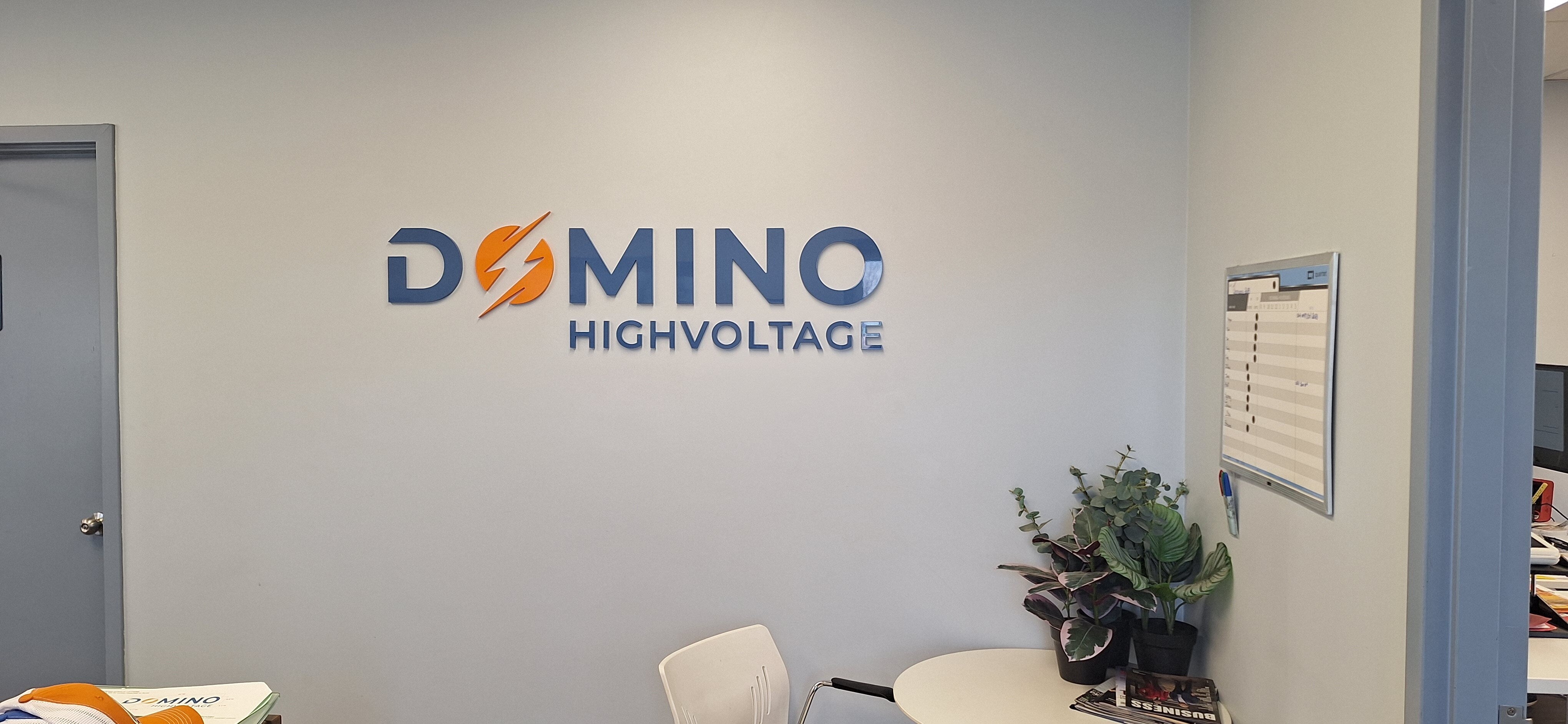 Indoor Acrylic Sign for Domino High Voltage in Edmonton, AB