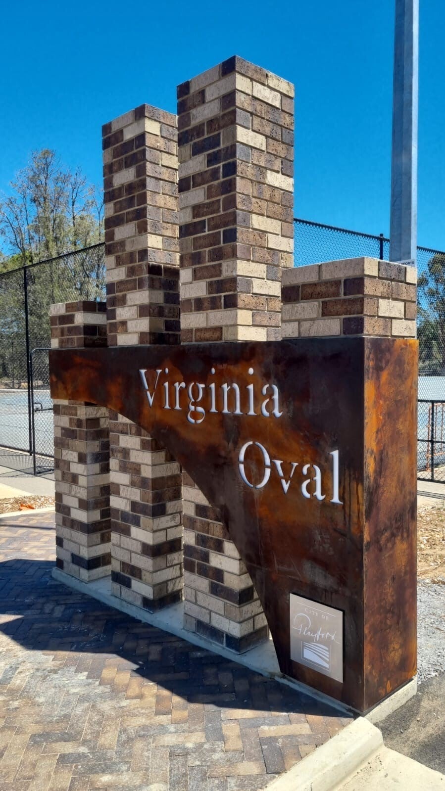 Corten Panel for Mykra at Virginia Oval