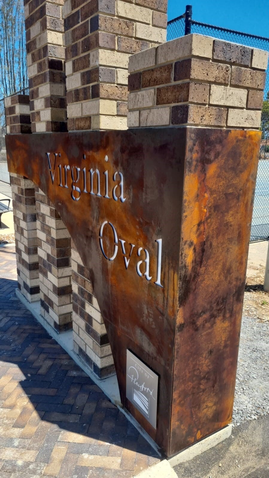 Corten Panel for Mykra at Virginia Oval