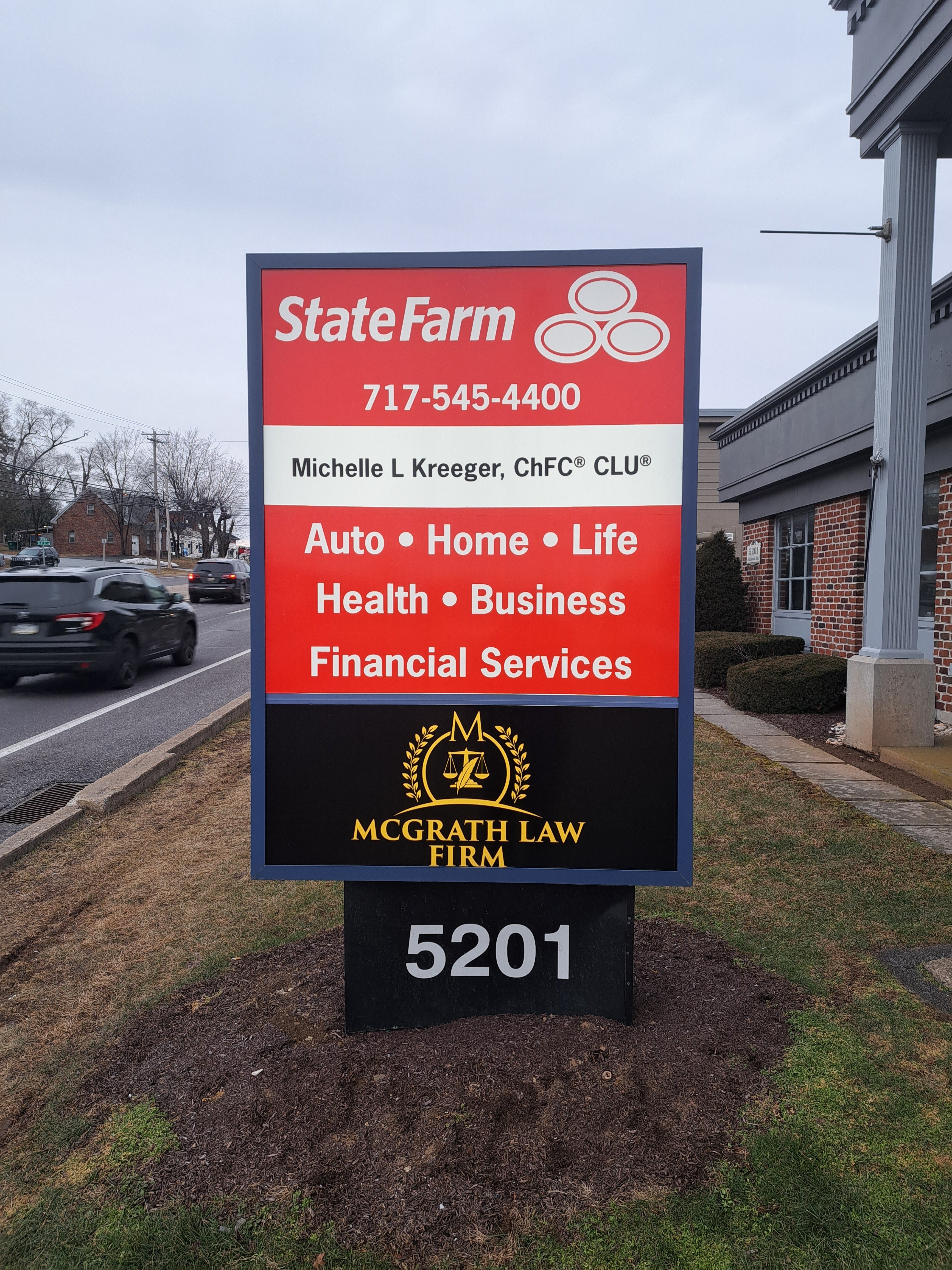Pylon Sign Graphics for Michelle Kreeger State Farm, Harrisburg, PA
