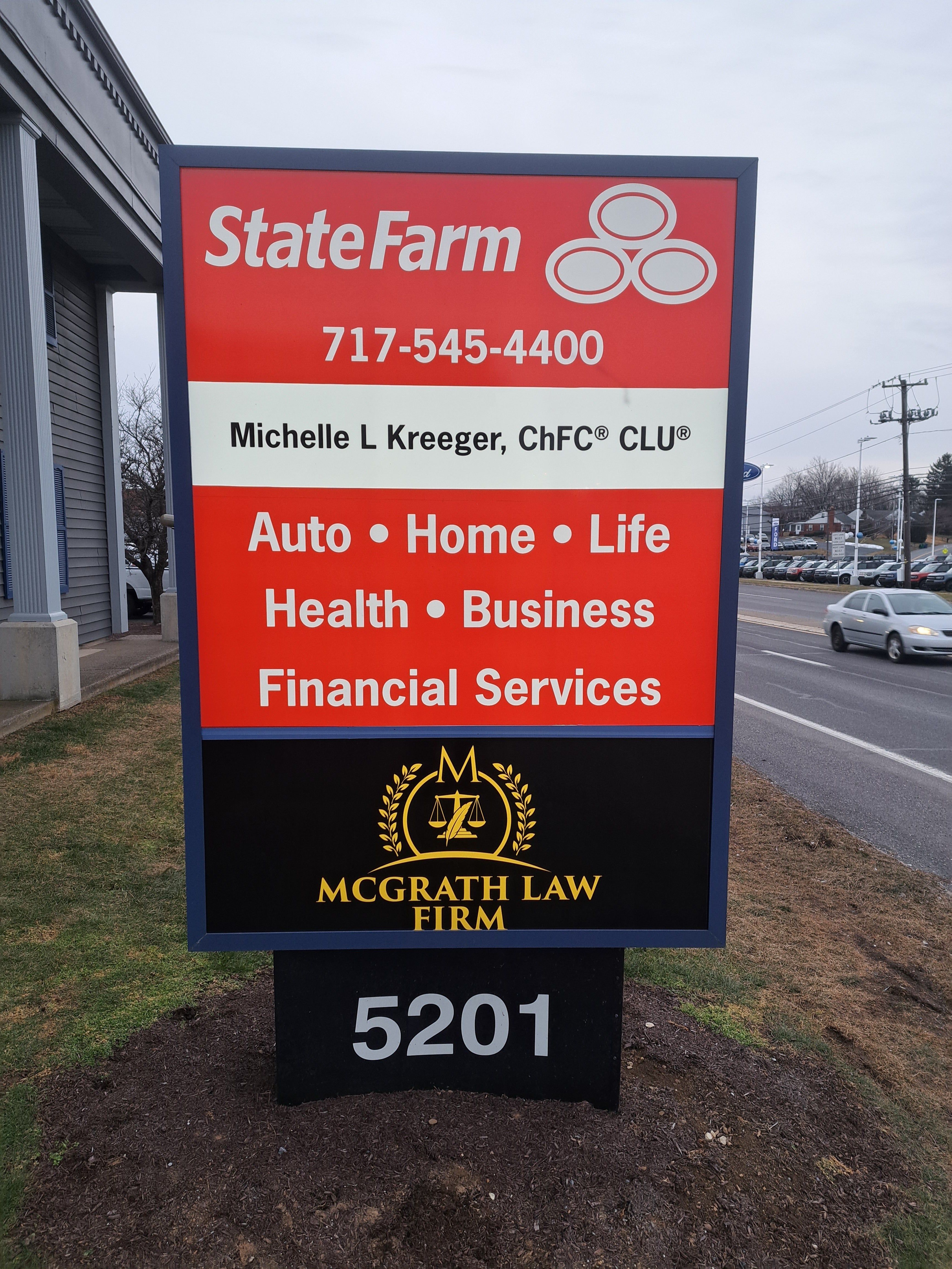 Pylon Sign Graphics for Michelle Kreeger State Farm, Harrisburg, PA
