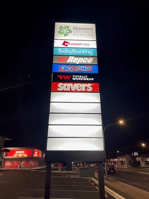 2 Double Sided Pylons for Bella Build and Design at the Richmond Lifestyle Centre