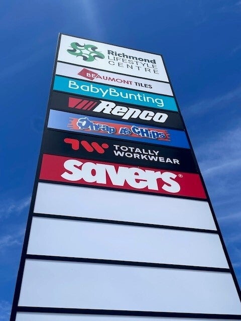 2 Double Sided Pylons for Bella Build and Design at the Richmond Lifestyle Centre