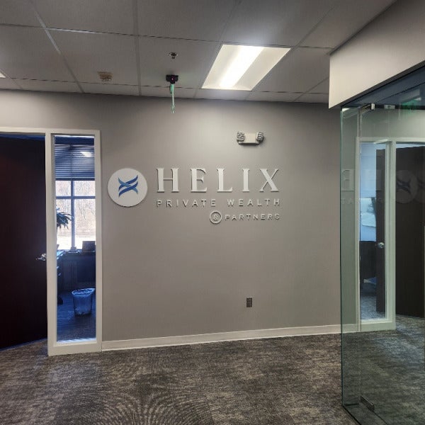 Dimensional Flat Cut Aluminum & Frosted Glass Striping