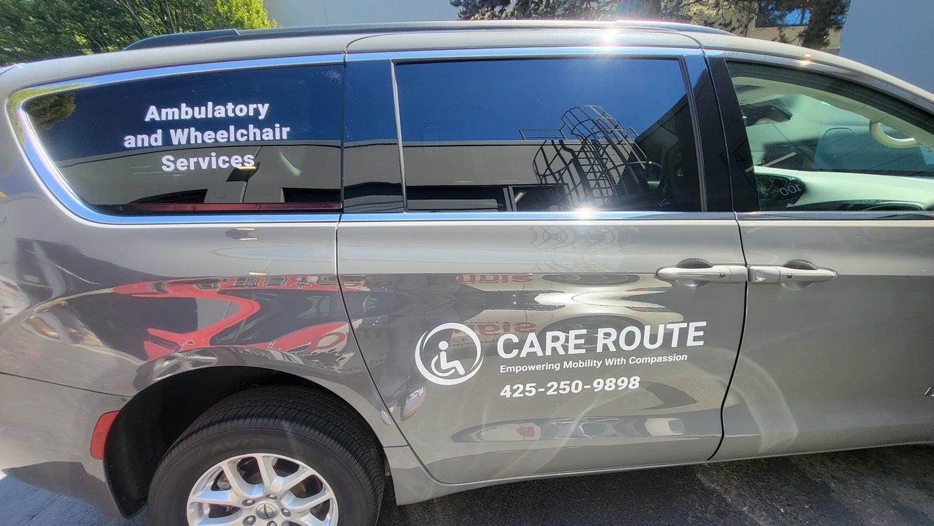 Care Route Ambulatory Wheel Chair Services - First Service Vehicle Gets Branding Love - Redmond, WA