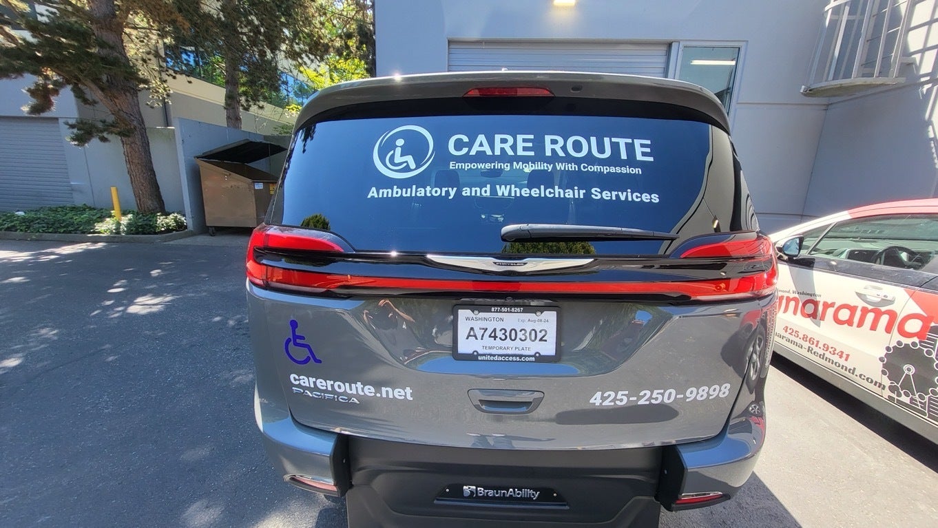 Care Route Ambulatory Wheel Chair Services - First Service Vehicle Gets Branding Love - Redmond, WA