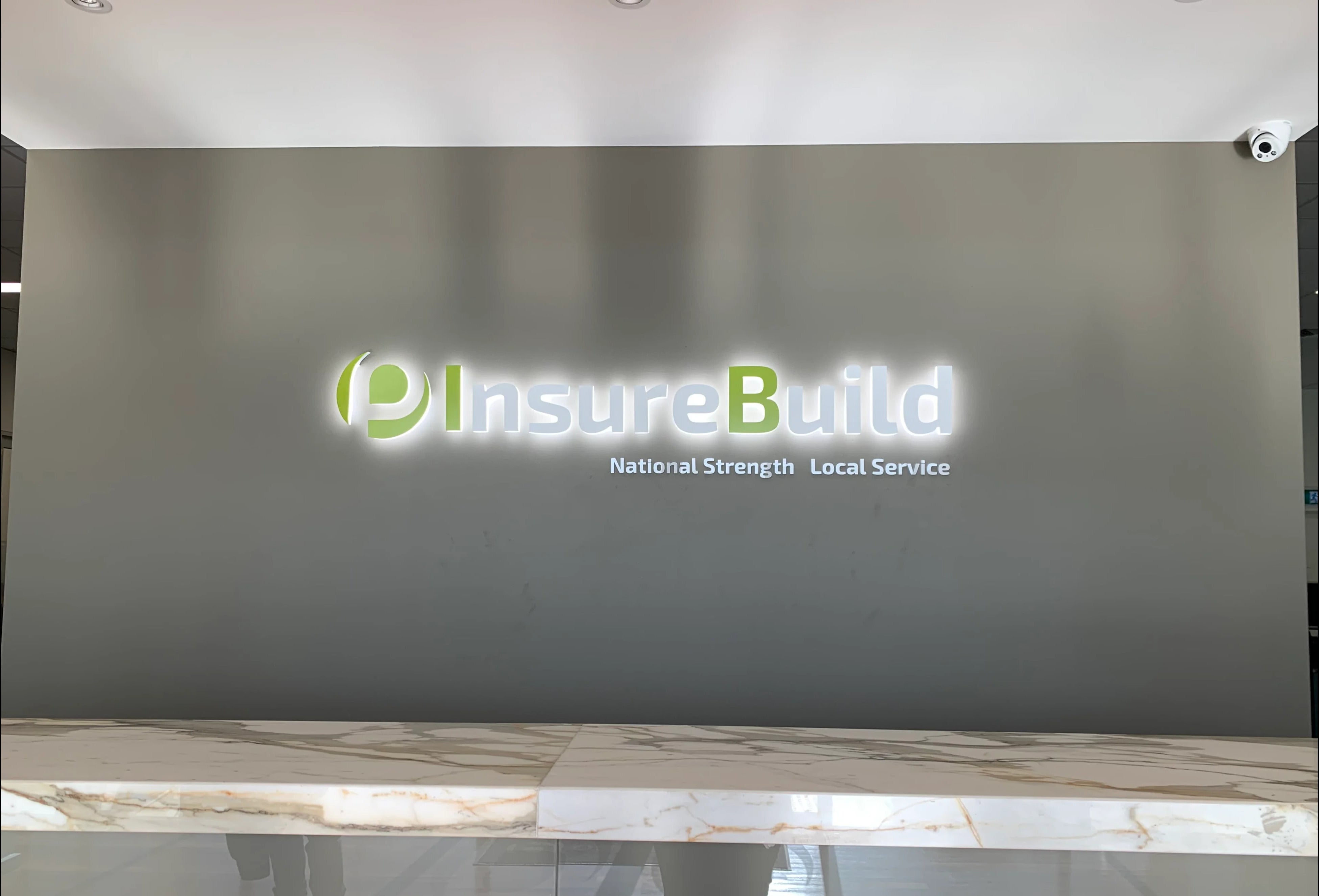 Reception Wall Signage - Backlit LED Halo Illuminated - Pattersons InsureBuild - Heidelberg West VIC