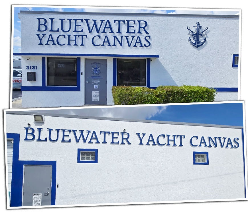 Dimensional Lettering Enhances Bluewater Yacht Canvas’ Branding & Visibility