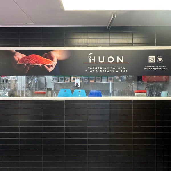 Vinyl signage applied to window of Huon kitchen by Signarama Brendale.
