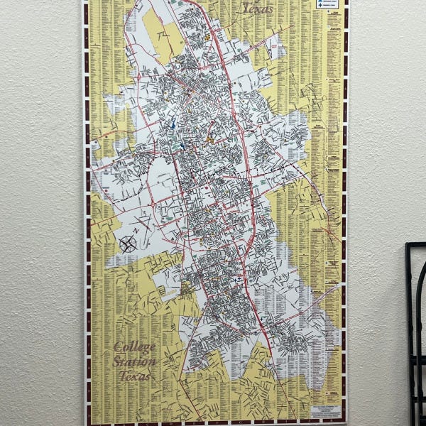 Wall Map of Bryan College Station