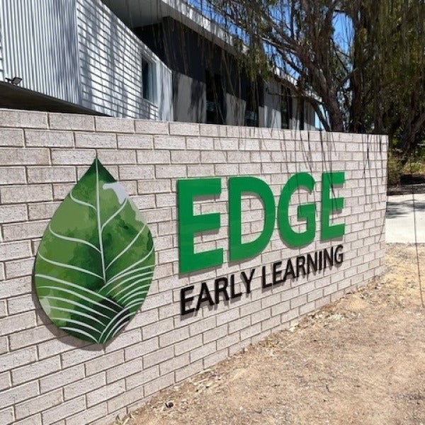 Pylon, Laser Cut Logos, Acrylic Lettering and Etch for Leyton Property at the Edge Early Learning Flagstaff Hill and Seaford Vista