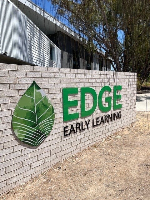 Pylon, Laser Cut Logos, Acrylic Lettering and Etch for Leyton Property at the Edge Early Learning Flagstaff Hill and Seaford Vista