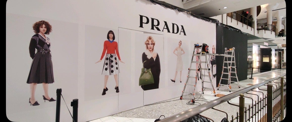 Prada Tysons Mall: Luxury Construction Wrap by Signarama Tysons Corner