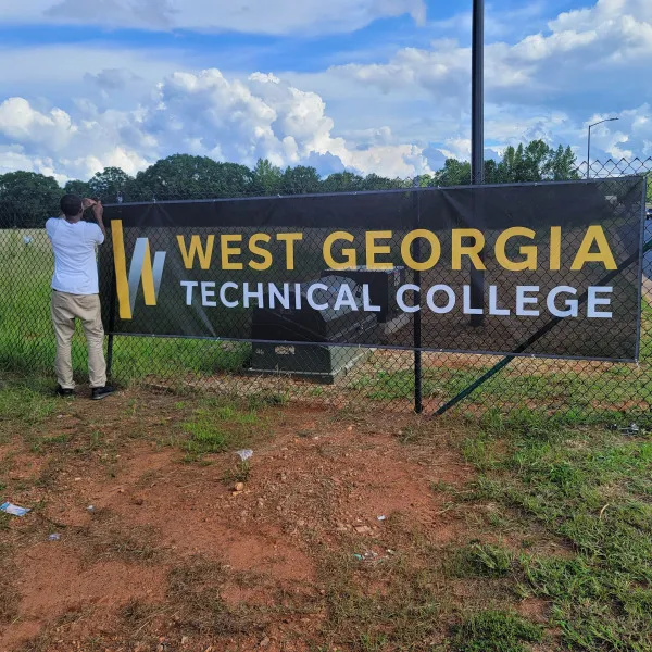 W. GA Tech College Mesh Fence Banner