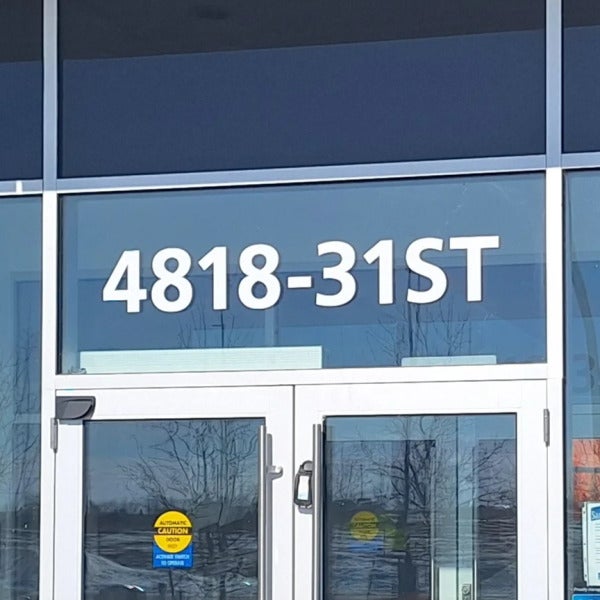 Vinyl Window Address Numbers at the Edmonton International Airport in Edmonton, AB