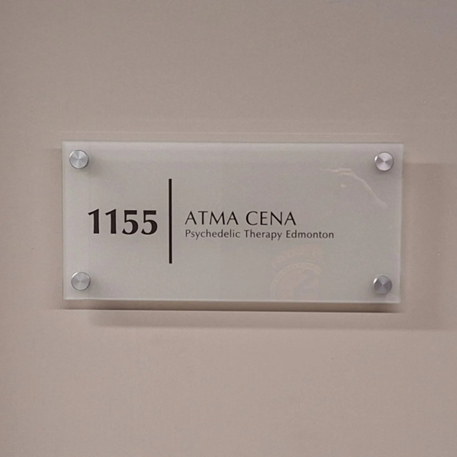 Door Marker for ATMA CENA Psychedelic Therapy in Edmonton, AB