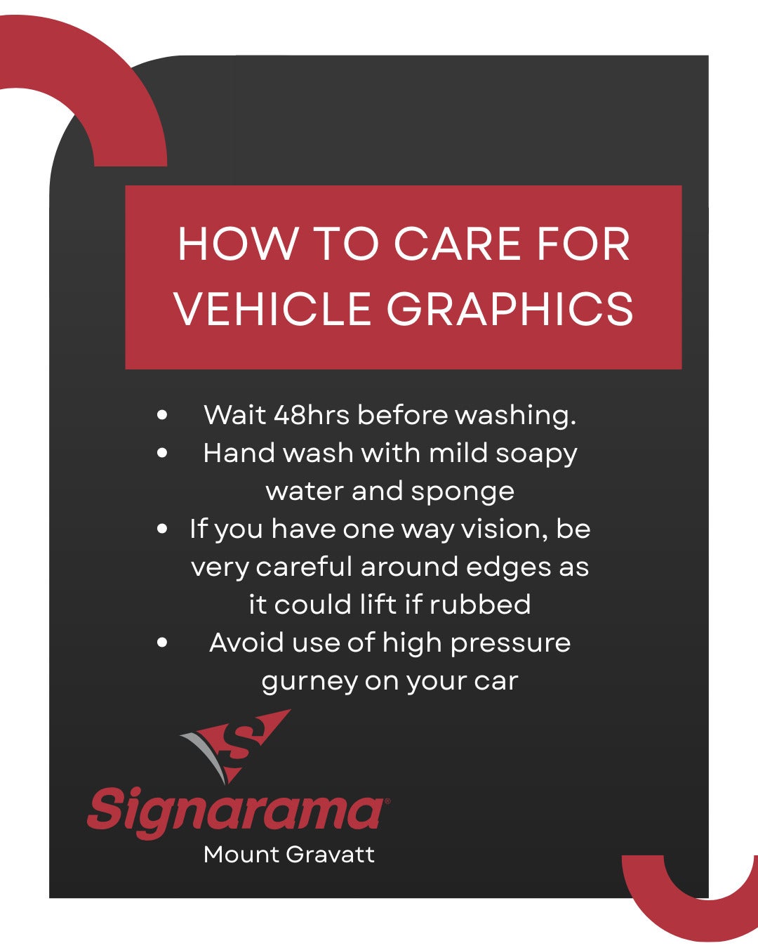 Tips for caring for your vehicle signage!