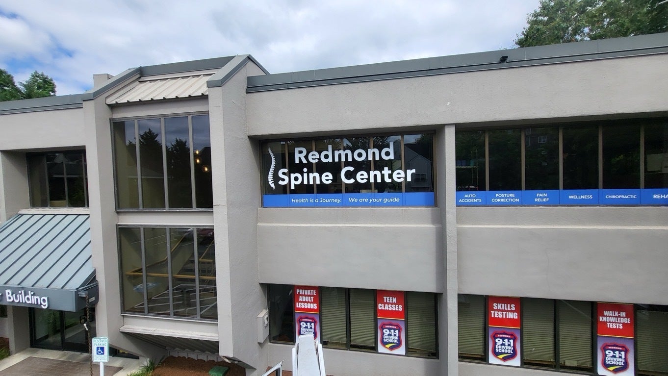 Building Brand with Window Graphics - Redmond Spine Center, Redmond, WA