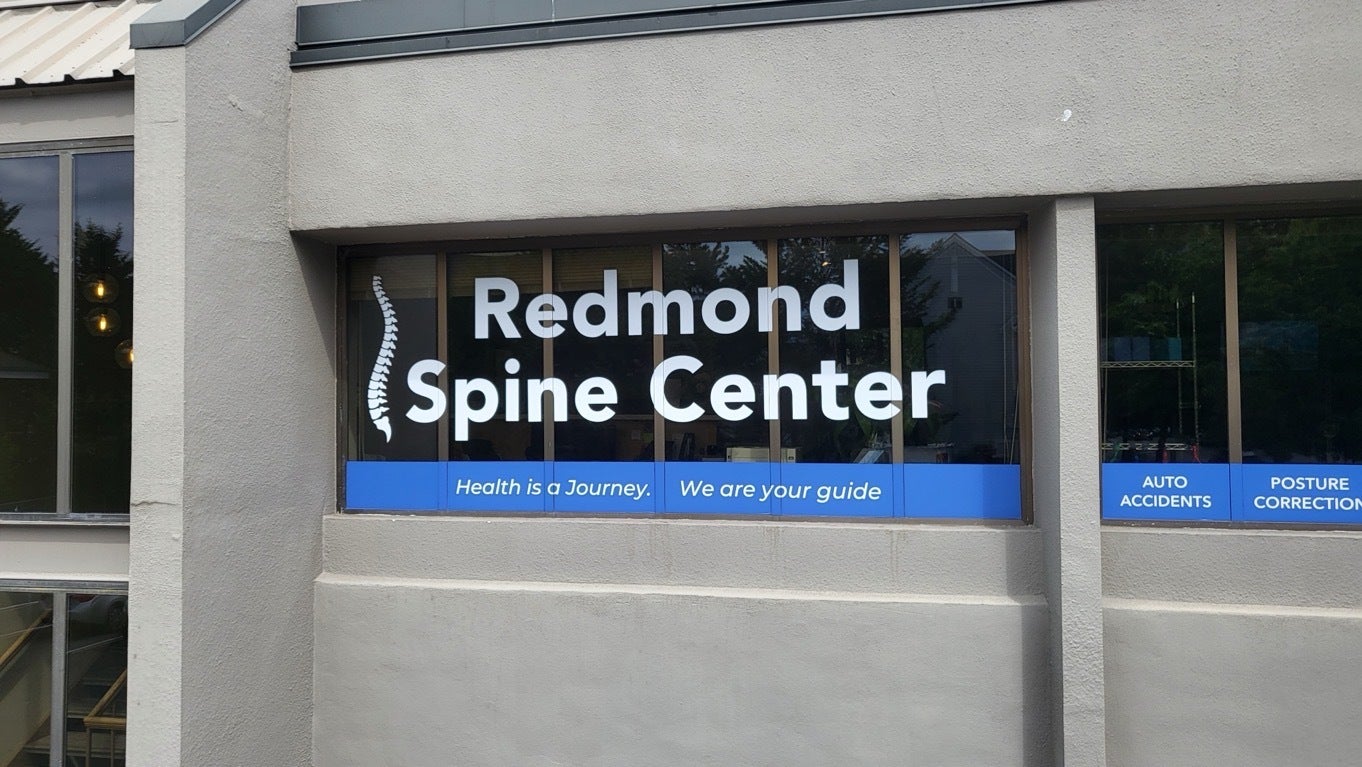 Building Brand with Window Graphics - Redmond Spine Center, Redmond, WA