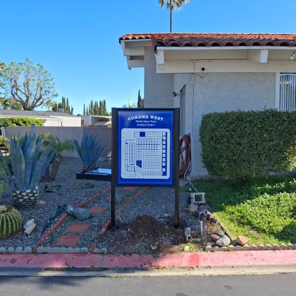 Corona West Mobile Home Park Directory Sign