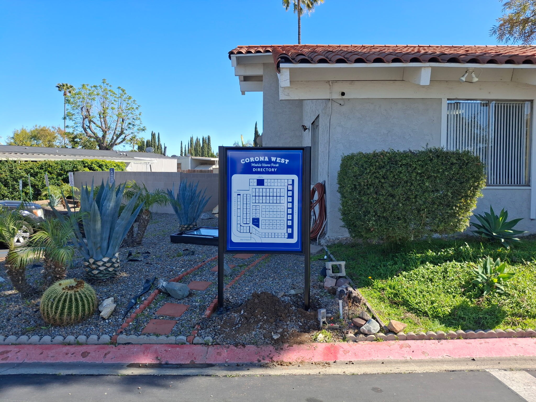 Corona West Mobile Home Park Directory Sign