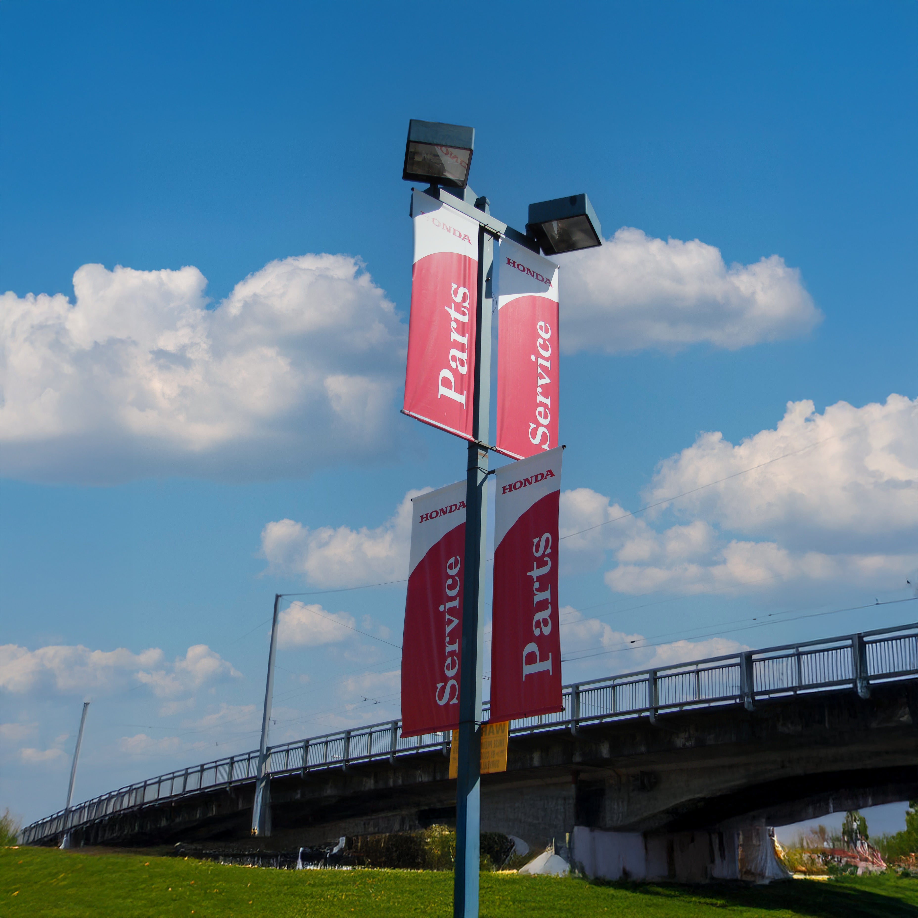 Honda Service & Parts Pole Banners Installed with High-Impact Visibility