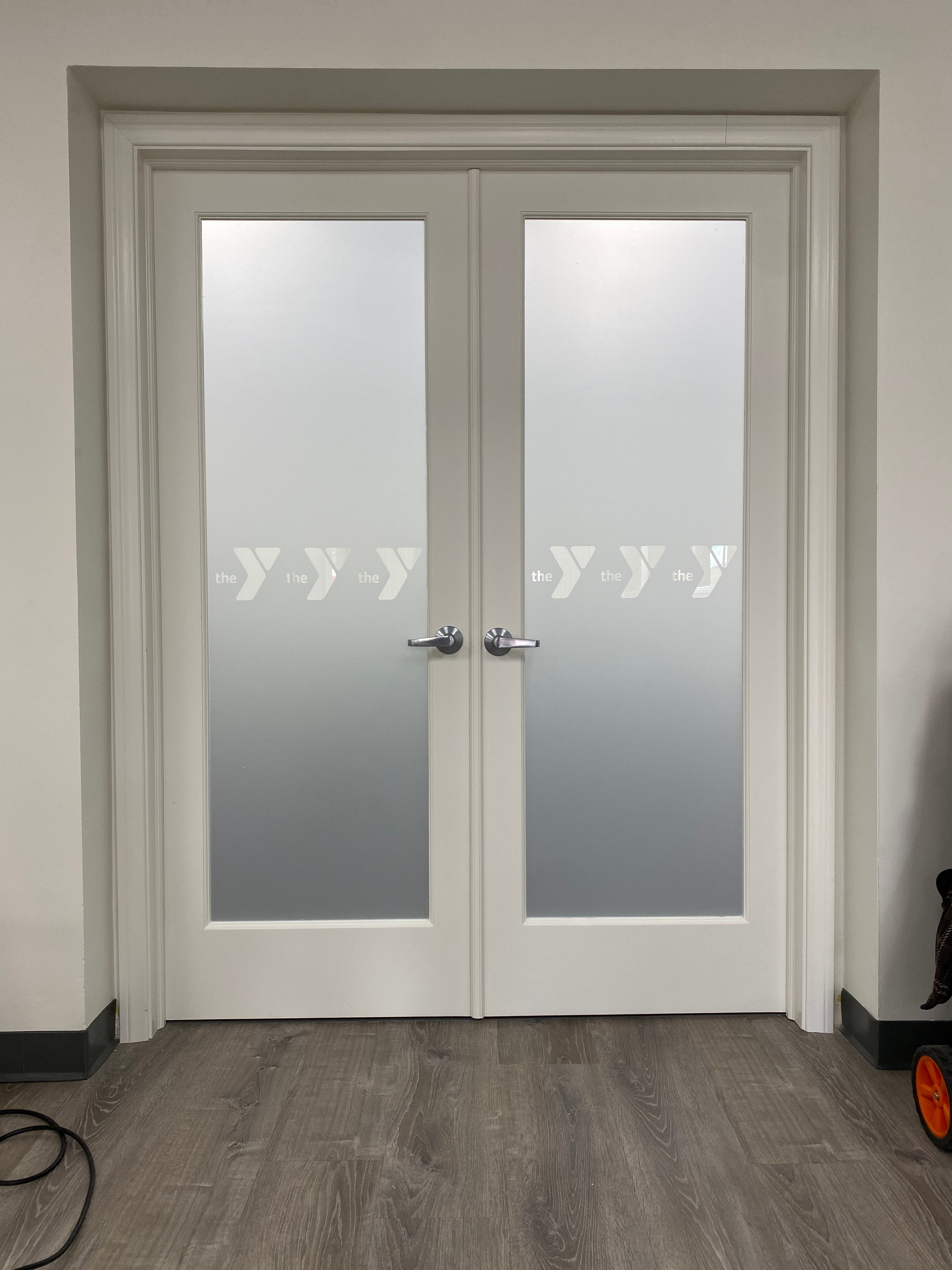 YMCA Frosted Door Graphics