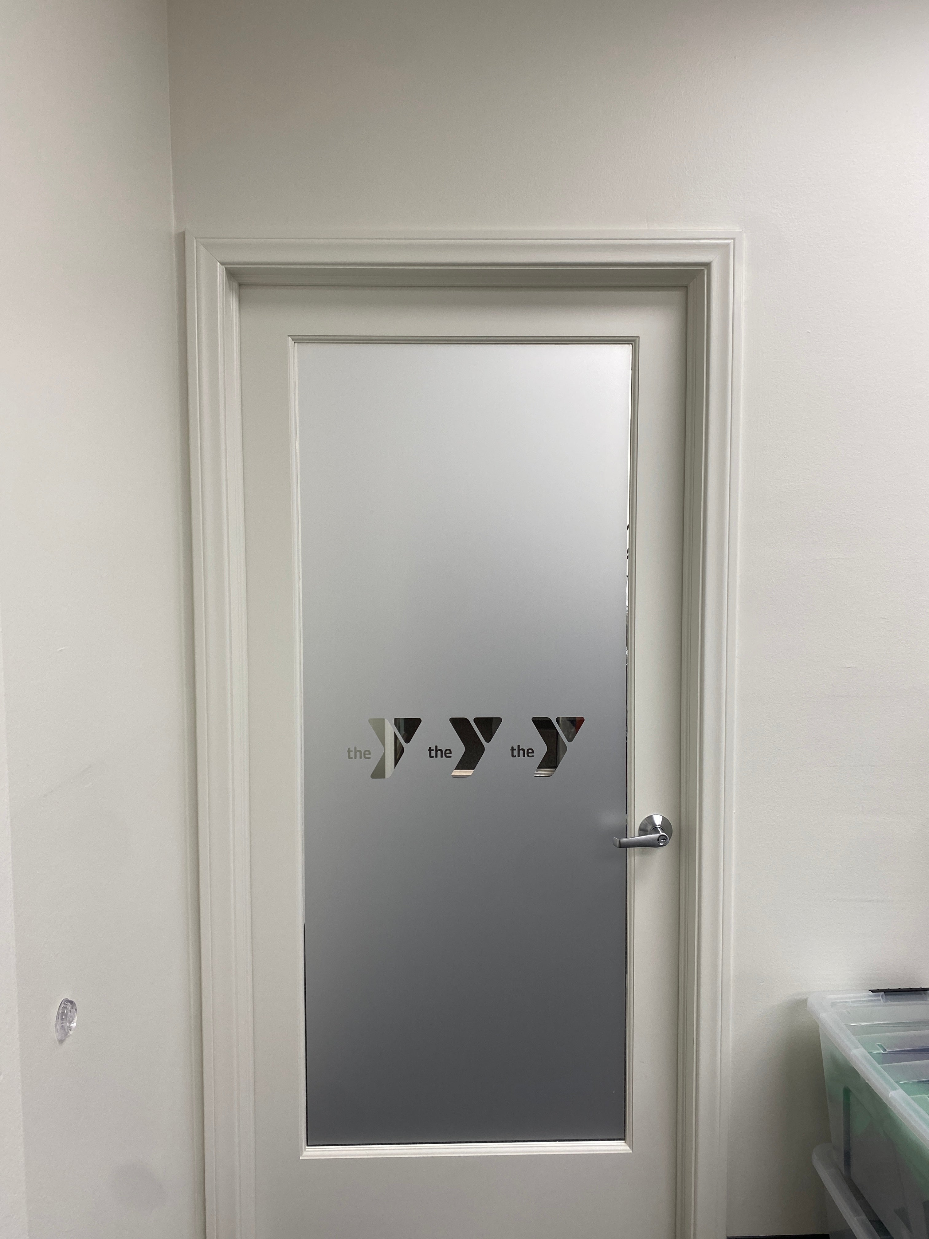 YMCA Frosted Door Graphics