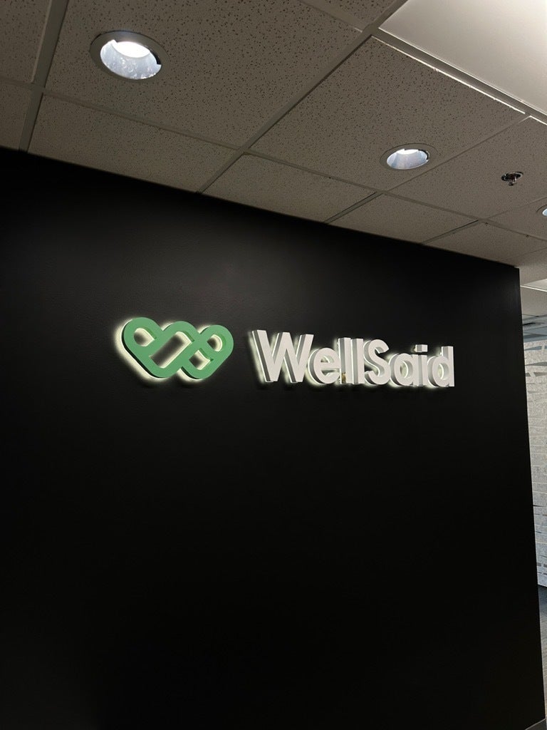 Iluminated Dimensional Lobby Sign - WellSaid, Kirkland, WA