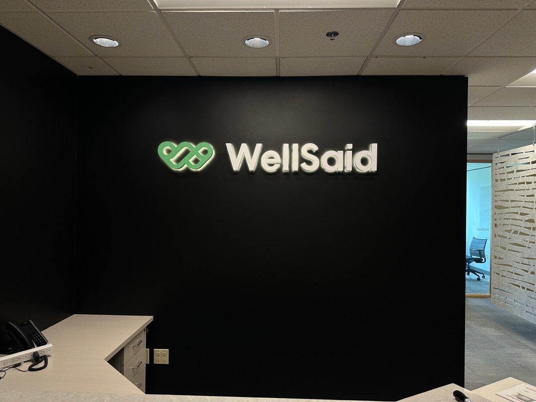 Iluminated Dimensional Lobby Sign - WellSaid, Kirkland, WA