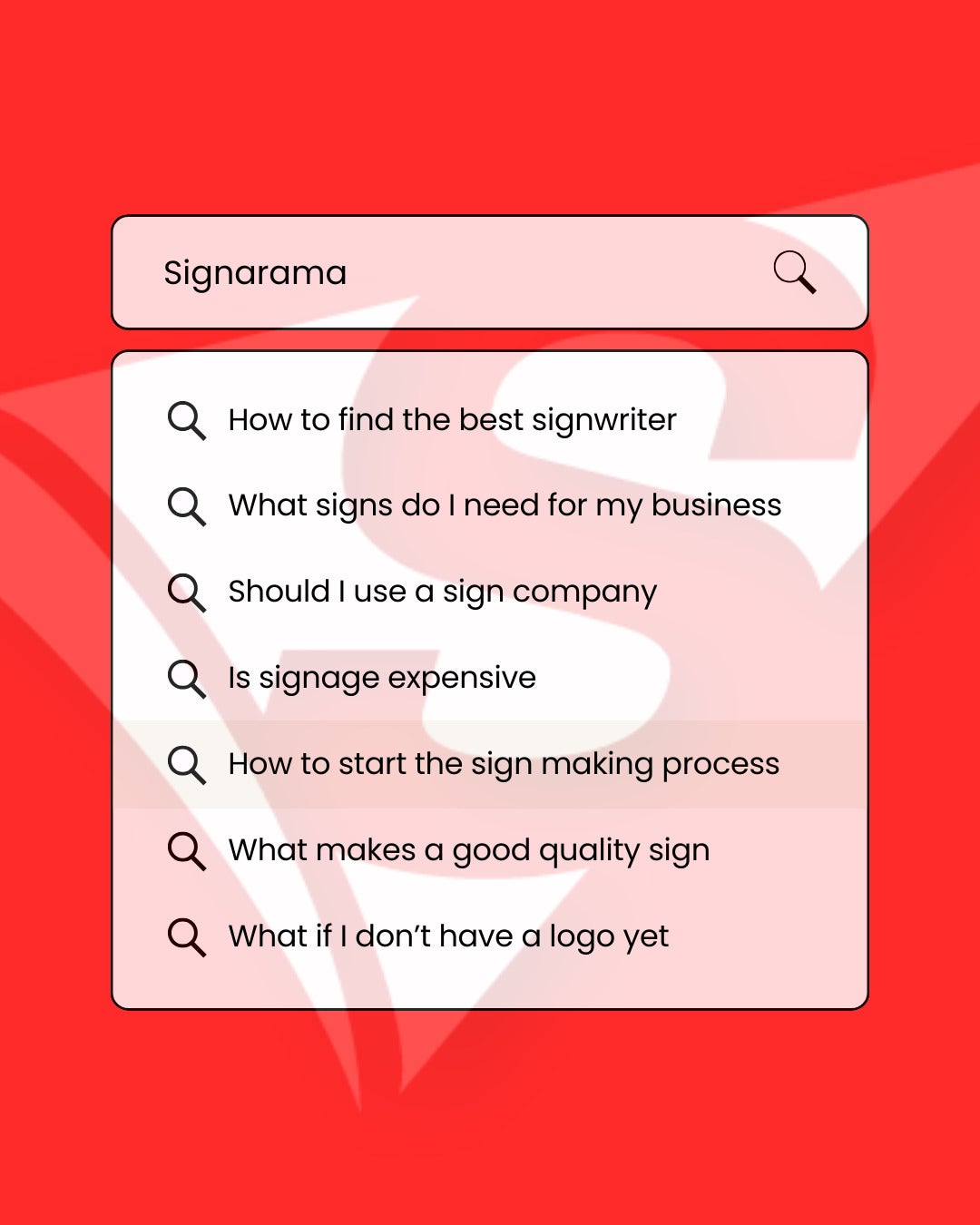 Questions about signage?