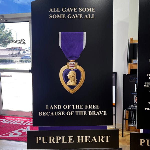 purple heart foam sign