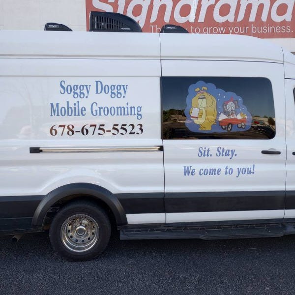 Soggy Doggy Van Passenger Side with Perforated Window Vinyl