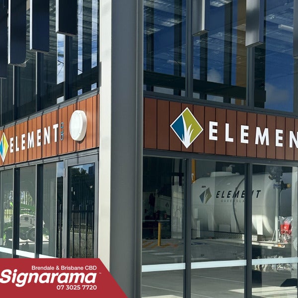 Laser cut 3D metal outdoor building signs for Element Qld