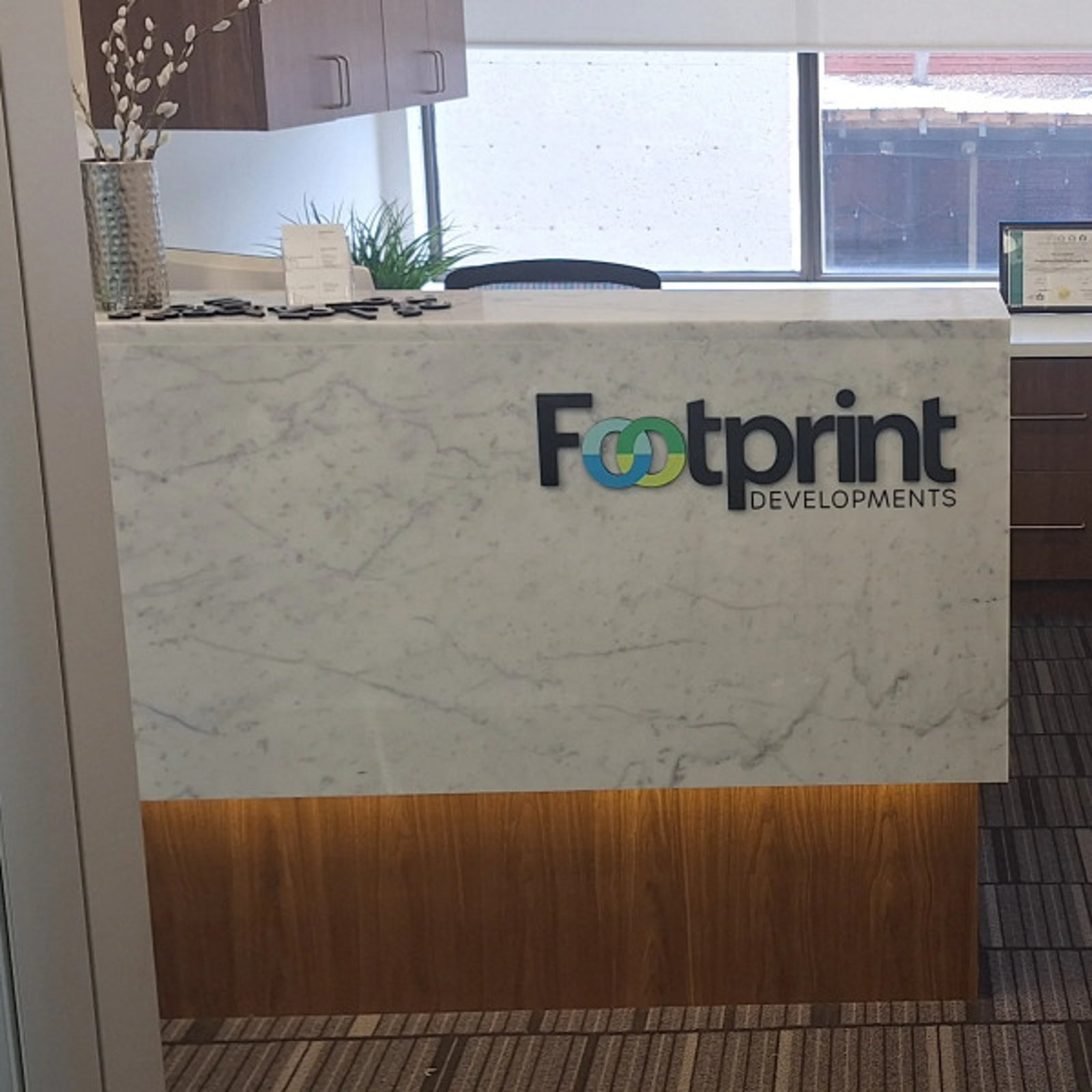 Reception/Desk Signage for Footprint Developments in Edmonton, AB