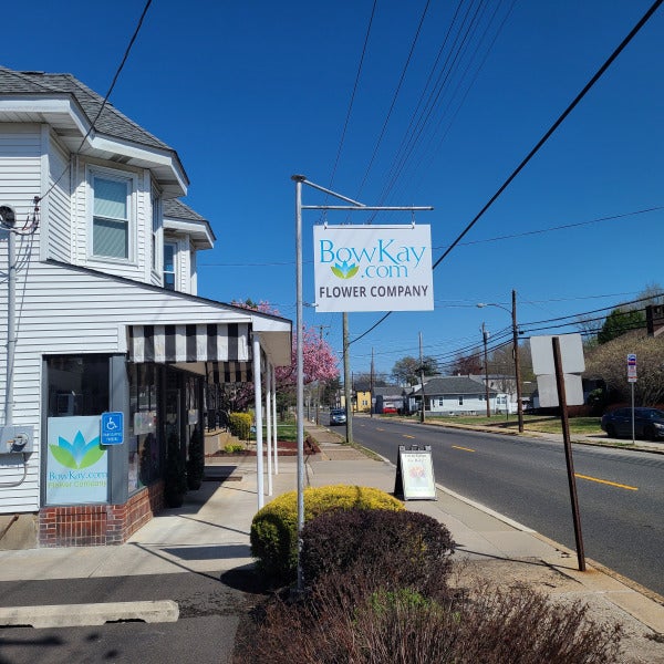 Hanging Sign for BowKay Flower Company in Gibbstown