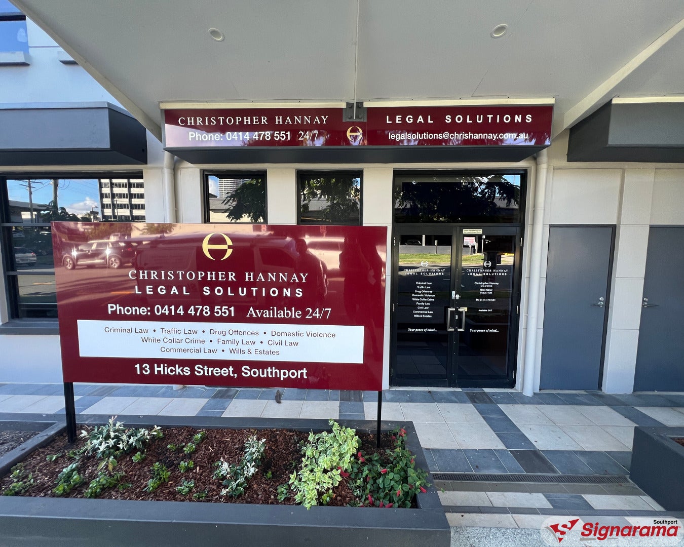 New office exterior signage