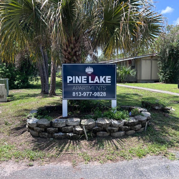 Post & Panel Sign with Decoratative Landscape Bed