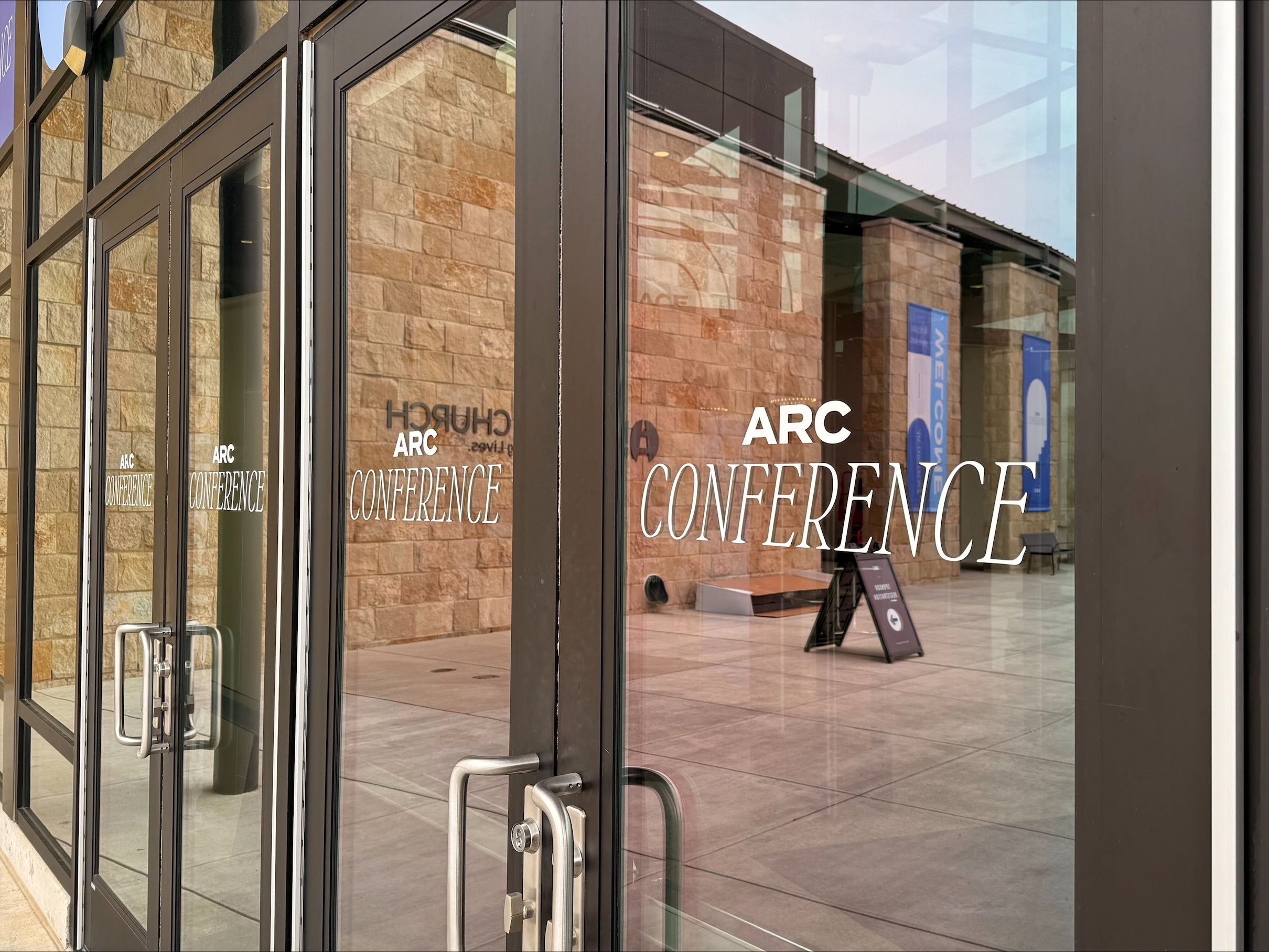 Custom Indoor and Outdoor Signage for The ARC Conference, held at Milestone Church, done by Signarama North Fort Worth/Keller