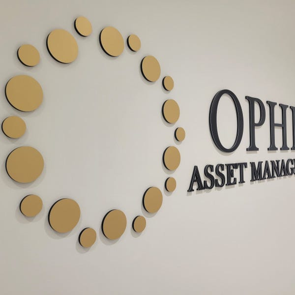 Brushed Aluminum Office Sign with Acrylic Dimensional Letters