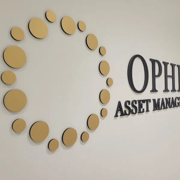 Brushed Aluminum Office Sign with Acrylic Dimensional Letters