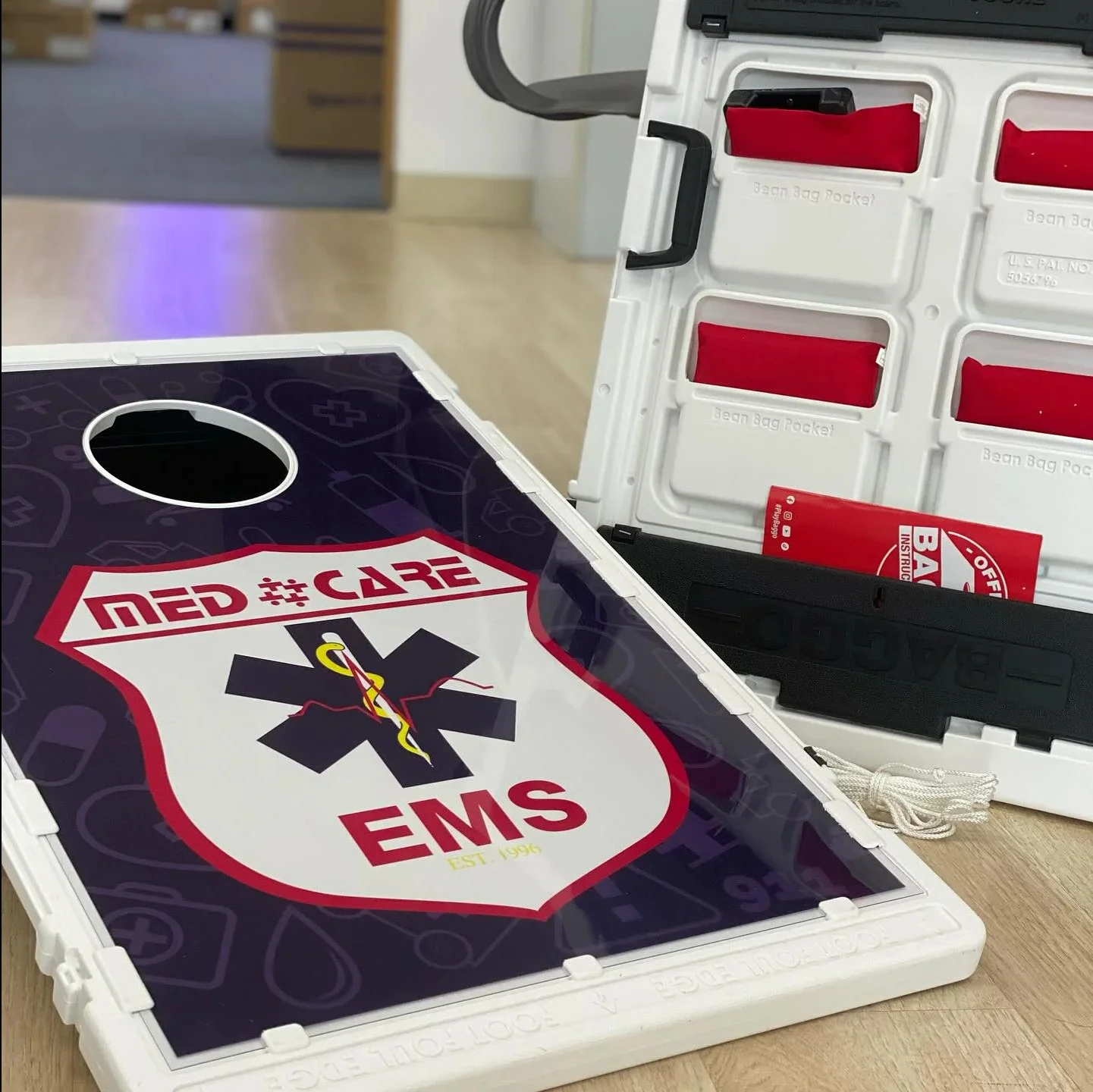 Cornhole boards are the perfect accessory! 