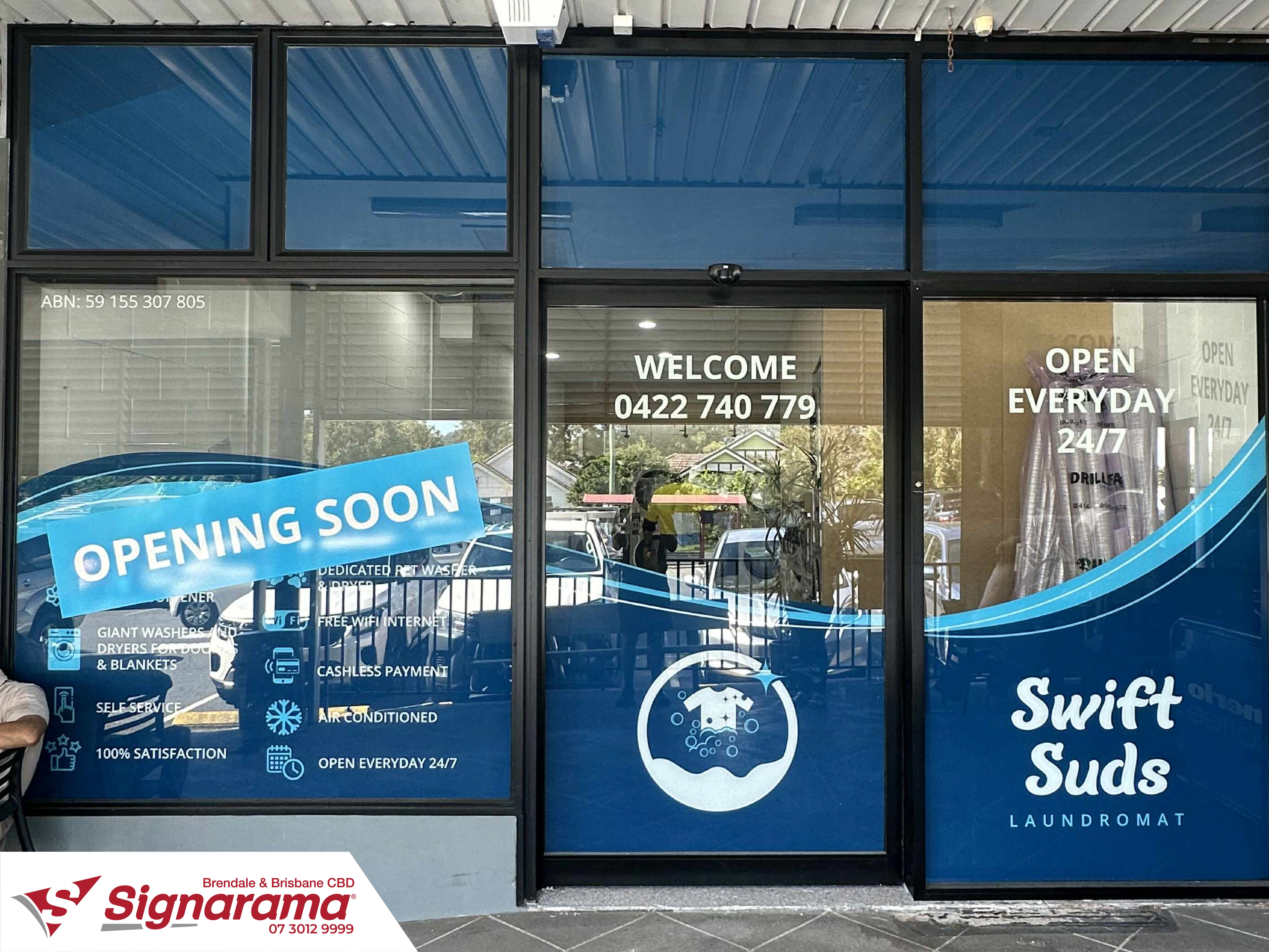 Vibrant Window Graphics for New Laundromat in Ashgrove by Signarama Brendale