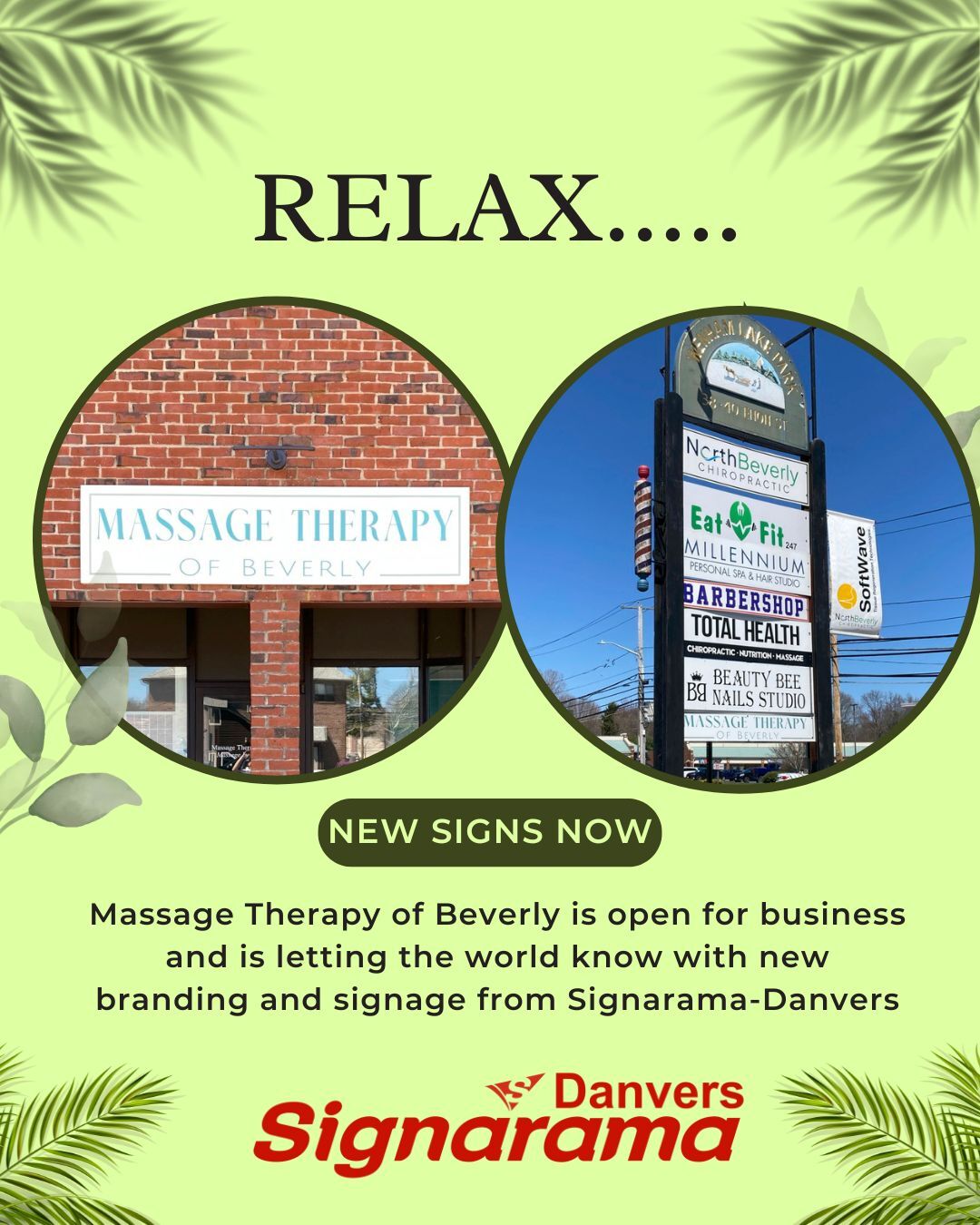 In business with new storefront signage, Beverly MA
