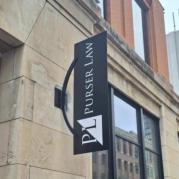 Exterior Sign for Purser Law in Edmonton, AB
