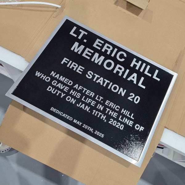 Lubbock TX Fire Station 20 memorial plaque