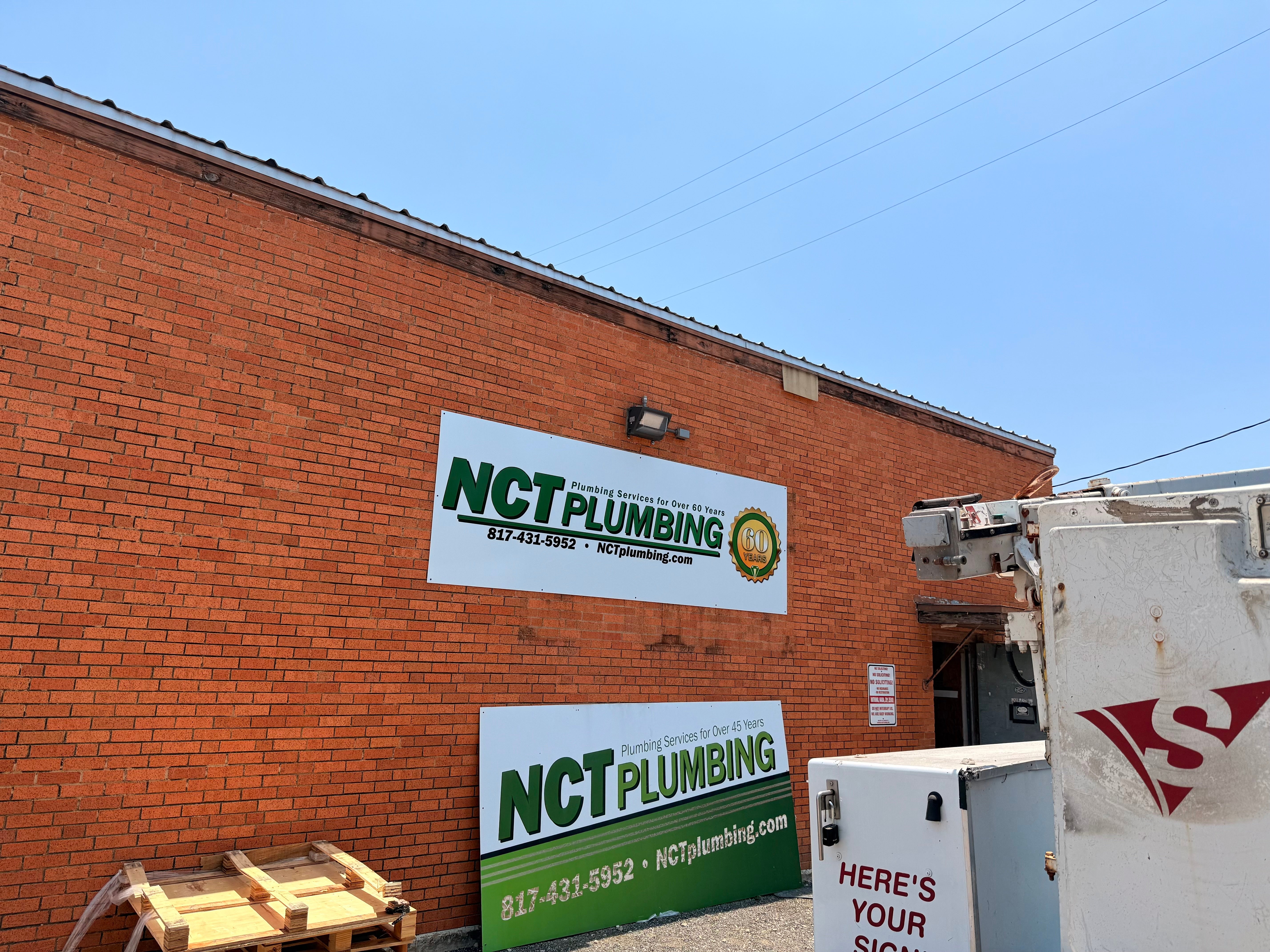 Exterior Building Signs for NCT Plumbing done by Signarama North Fort Worth/ Keller