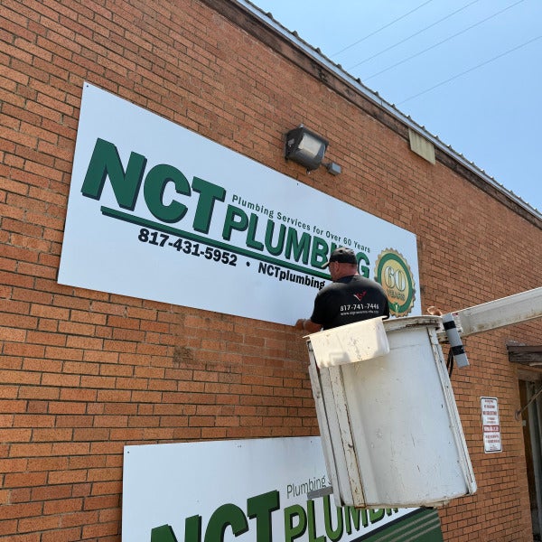 Exterior Building Signs for NCT Plumbing done by Signarama North Fort Worth/ Keller