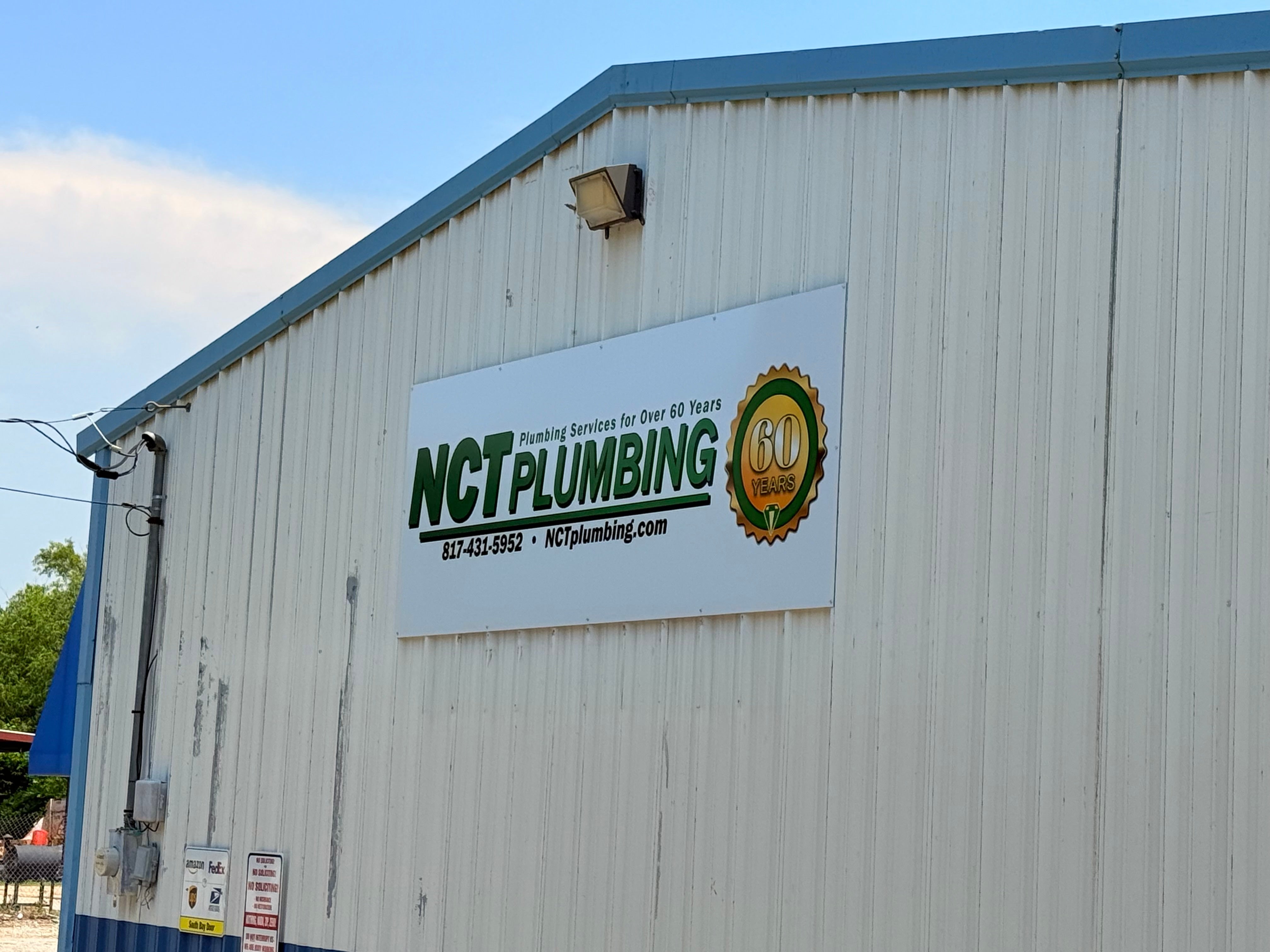 Exterior Building Signs for NCT Plumbing done by Signarama North Fort Worth/ Keller